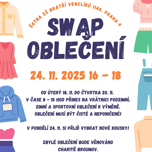 POZVÁNKA NA SWAP PODZIMNÍHO, ZIMNÍHO A SPORTOVNÍHO OBLEČENÍ