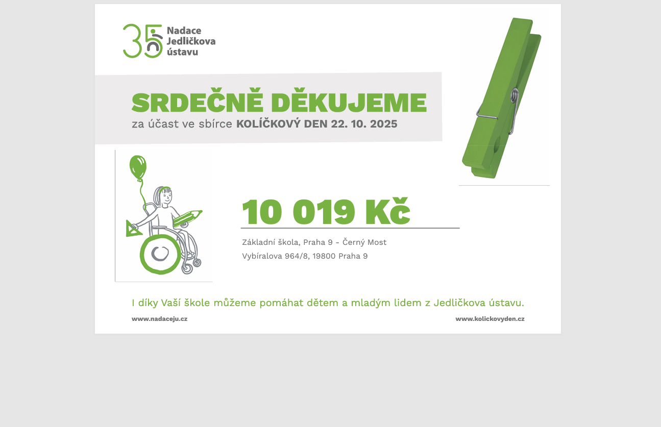 Děkujeme všem, kteří podpořili Kolíčkový den!