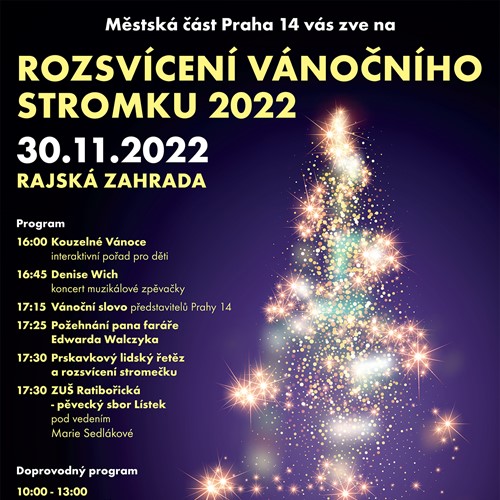 Výzdoba a rozsvícení vánočního stromku Prahy 14
