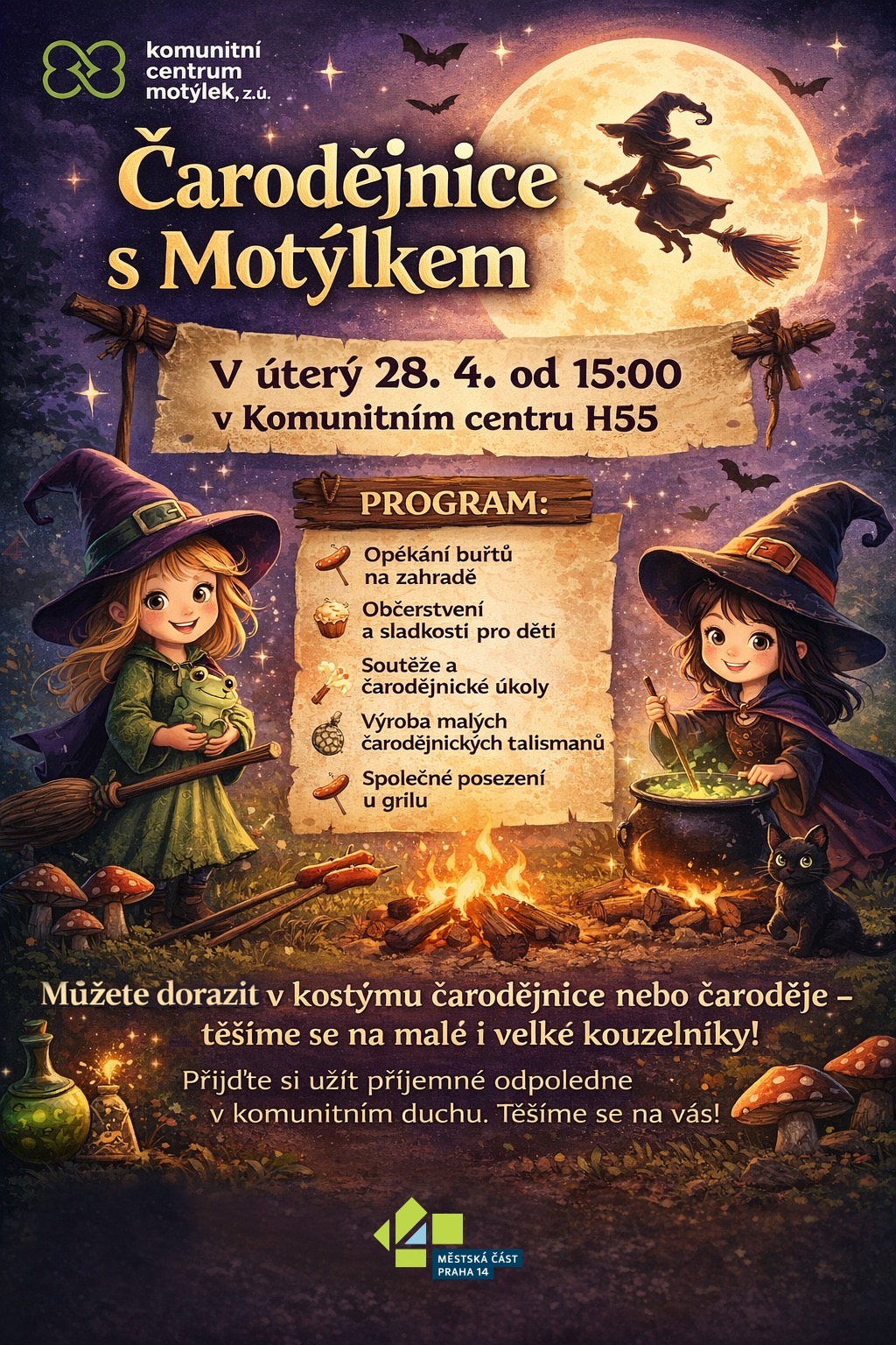 Čarodějnice s Motýlkem – pozvánka na komunitní akci